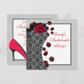 Black Lace Corset Red High Heel Bachelorette Party Kaart (Voorkant / Achterkant)