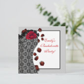 Black Lace Corset Red High Heel Bachelorette Party Kaart (Staand voorkant)