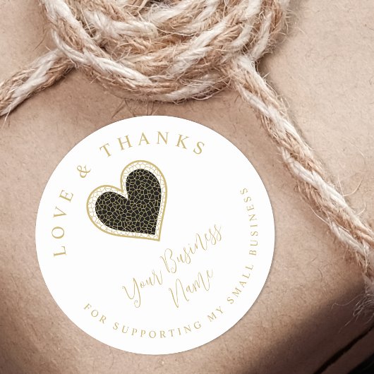 Black Lace Effect Heart Love & Thanks Supporting  Ronde Sticker