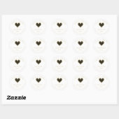 Black Lace Effect Heart Love & Thanks Supporting  Ronde Sticker (Vel)