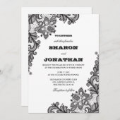 Black  Lace Elegant Wedding Kaart (Voorkant / Achterkant)