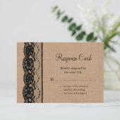 Black Lace en Burlap RSVP Kaartje (Staand voorkant)