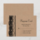 Black Lace en Burlap RSVP Kaartje (Voorkant / Achterkant)