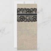 Black Lace en Burlap Wedding Invitation Vertical Kaart (Achterkant)