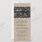 Black Lace en Burlap Wedding Invitation Vertical Kaart (Voorkant)