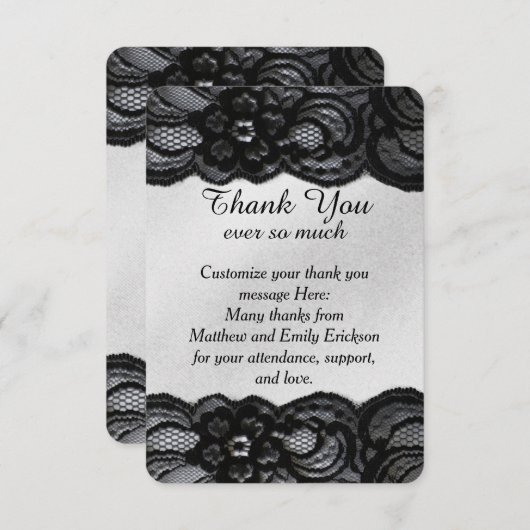Black Lace en Satin Bedankt voor je kaarten (Voorkant / Achterkant)