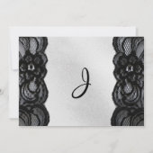 Black Lace en Satin Engagement Party Kaart (Achterkant)