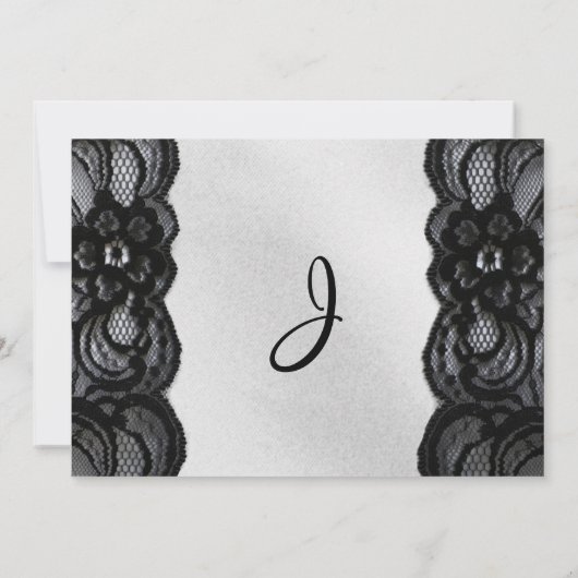 Black Lace en Satin Engagement Party Kaart (Achterkant)