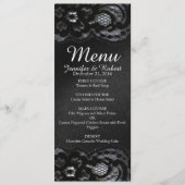 Black Lace en Satin Wedding Menu Card (Voorkant)