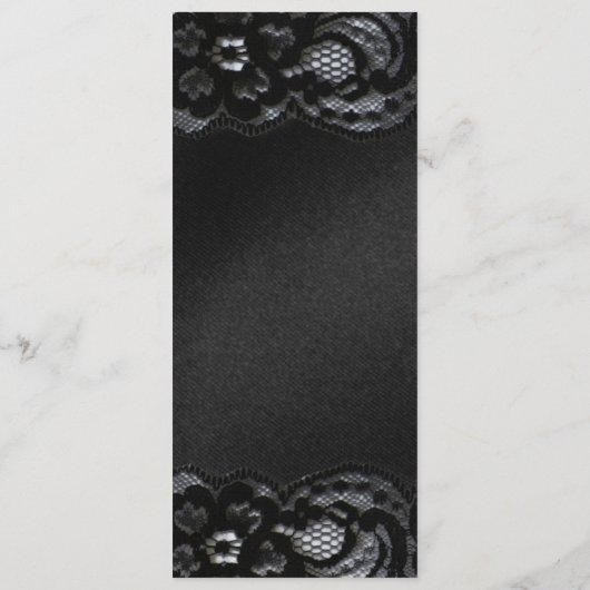 Black Lace en Satin Wedding Menu Card (Achterkant)