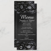 Black Lace en Satin Wedding Menu Card (Voorkant / Achterkant)