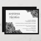 Black Lace Formal White Wedding Invitations Kaart (Voorkant / Achterkant)
