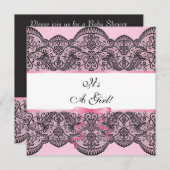 Black Lace Girl Baby shower Kaart (Voorkant / Achterkant)