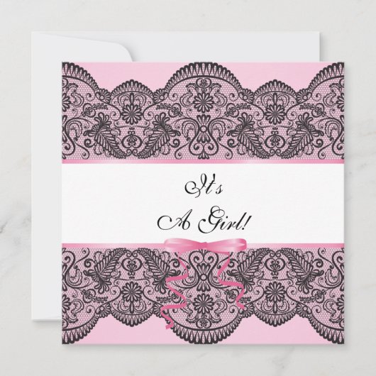 Black Lace Girl Baby shower Kaart (Voorkant)