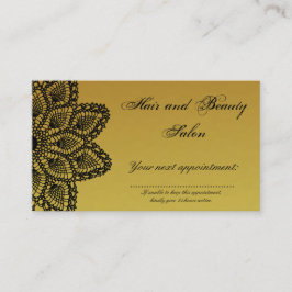 Black Lace Gold Hair en Beauty Salon Appointment Afsprakenkaartje