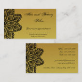 Black Lace Gold Hair en Beauty Salon Appointment Afsprakenkaartje (Voorkant / Achterkant)