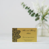 Black Lace Gold Hair en Beauty Salon Appointment Afsprakenkaartje (Staand voorkant)