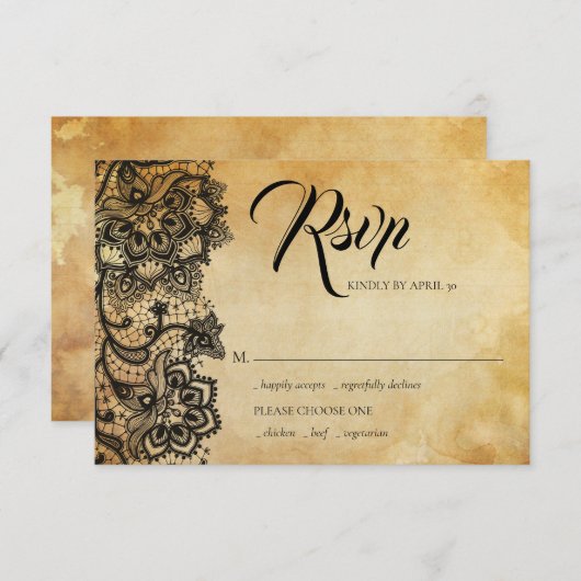 Black Lace Gothic-reactiekaart Notitiekaartje (Voorkant / Achterkant)