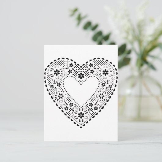 Black Lace Heart Briefkaart (Staand voorkant)
