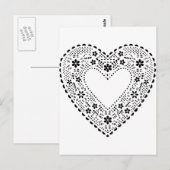 Black Lace Heart Briefkaart (Voorkant / Achterkant)