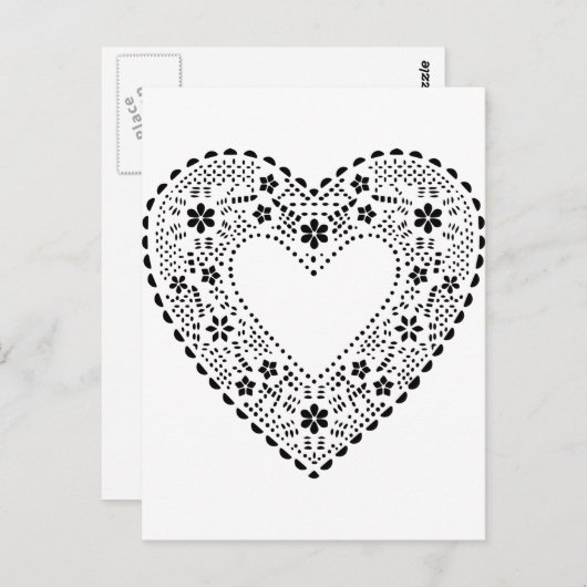 Black Lace Heart Briefkaart (Voorkant / Achterkant)