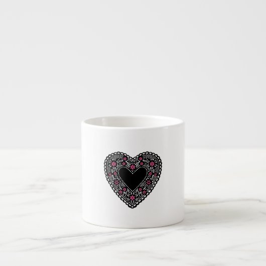 Black Lace Heart Espresso Kop (Voorkant)