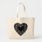 Black Lace Heart Grote Tote Bag (Voorkant)