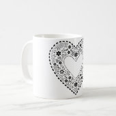 Black Lace Heart Koffiemok (Voorkant links)