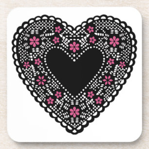 Black Lace Heart Onderzetter