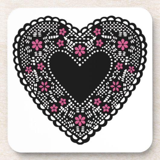 Black Lace Heart Onderzetter (Voorkant)