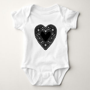 Black Lace Heart Romper