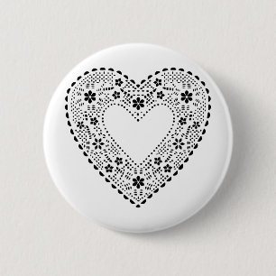 Black Lace Heart Ronde Button 5,7 Cm