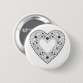 Black Lace Heart Ronde Button 5,7 Cm (Voorkant /achterkant)