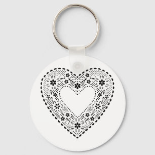 Black Lace Heart Sleutelhanger