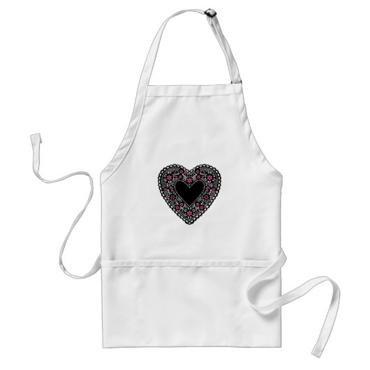 Black Lace Heart Standaard Schort (Voorkant)