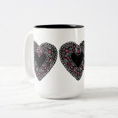 Black Lace Heart Tweekleurige Koffiemok (Voorkant links)