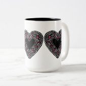 Black Lace Heart Tweekleurige Koffiemok (Voorkant rechts)