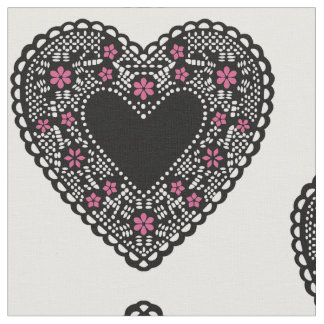 Black Lace Hearts Stof