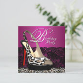 Black Lace Hot Pink Leopard Verjaardagsfeestje Uit Kaart (Staand voorkant)