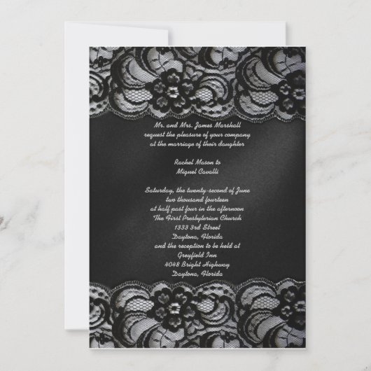 Black Lace Invitation Kaart (Voorkant)