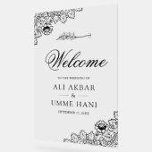 Black Lace Islamic Muslim Wedding Welcome Sign Acryl Bord (Hoek)