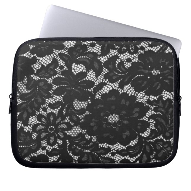 Black Lace Laptop Sleeve (Voorkant)