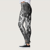 Black Lace-look Over White Feminine Alluring Leggi Leggings (Links)