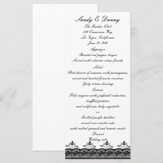 Black Lace Menu Kaart (Voorkant / Achterkant)