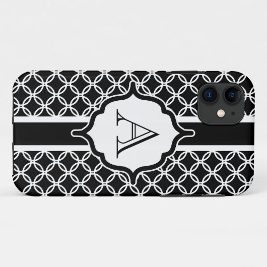 Black Lace Monogrammed iPhone Case Mate (Achterkant (horizontaal))
