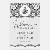 Black Lace Muslim Wedding Welcome Acryl Bord (Voorkant)