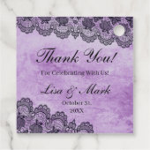 Black Lace Paars Gothic Wedding Bedankjes Labels (Achterkant)