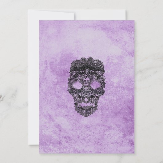 Black Lace Paars Gothic Wedding Kaart (Achterkant)