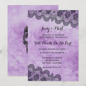 Black Lace Paars Gothic Wedding Kaart (Voorkant / Achterkant)