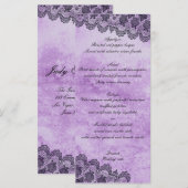 Black Lace Paars Gothic Wedding Menu (Voorkant / Achterkant)